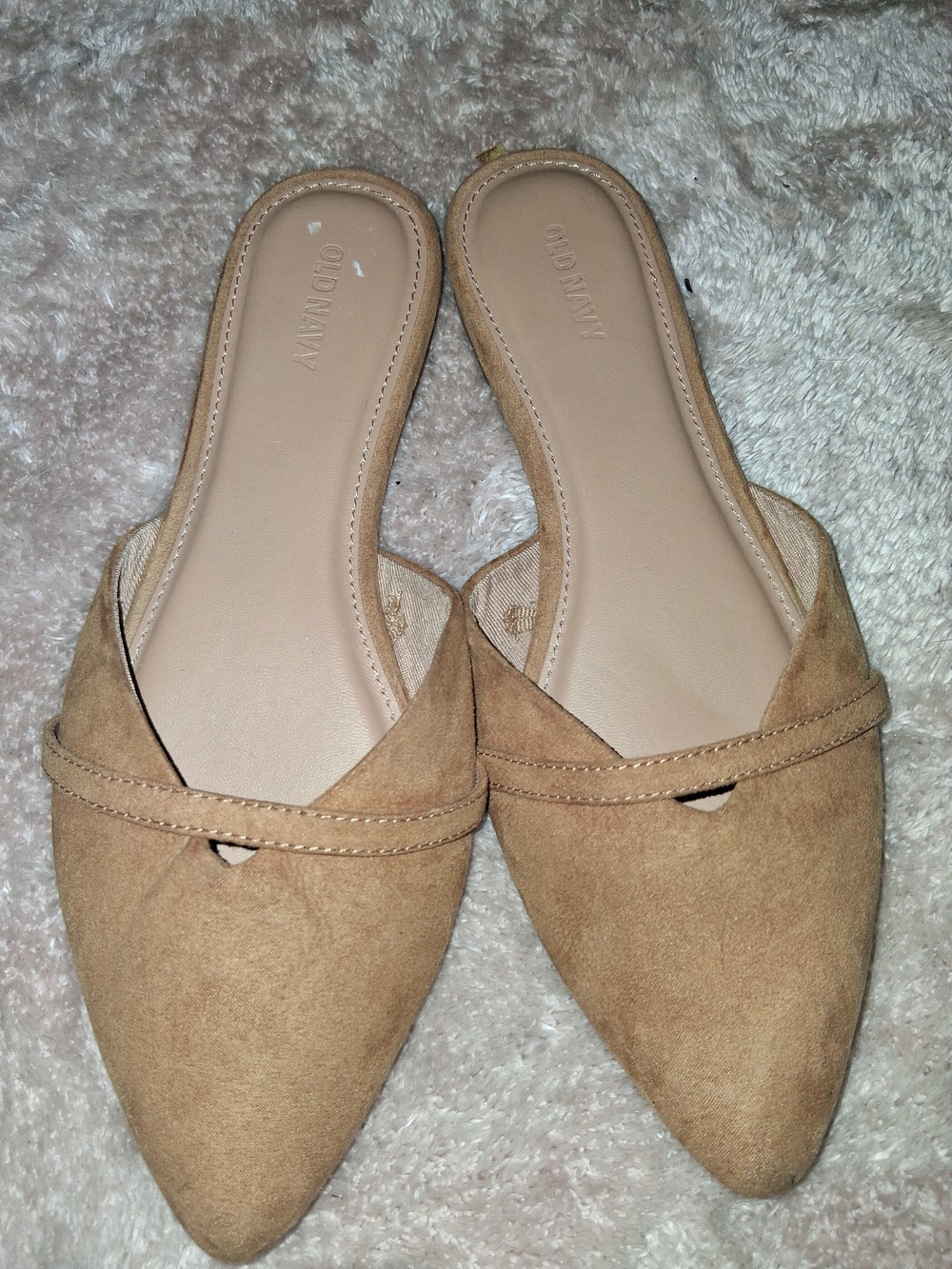 Old Navy Tan Suede Pointed-Toe Slide Flats